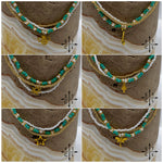 Load image into Gallery viewer, Turquoise White Gold Stretchy Anklet
