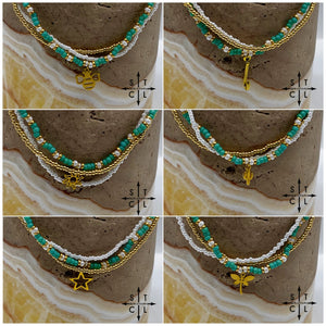 Turquoise White Gold Stretchy Anklet