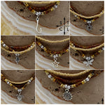 Load image into Gallery viewer, Tan Picasso Brown Pearl White Silver Stretchy Anklet
