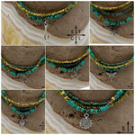 Load image into Gallery viewer, Turquoise Picasso Turquoise Bone Silver Stretchy Anklet
