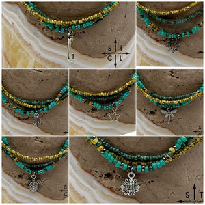 Turquoise Picasso Turquoise Bone Silver Stretchy Anklet