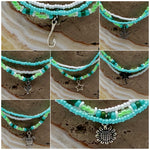 Load image into Gallery viewer, Light Turquoise Neon Green White Gold Stretchy Anklet
