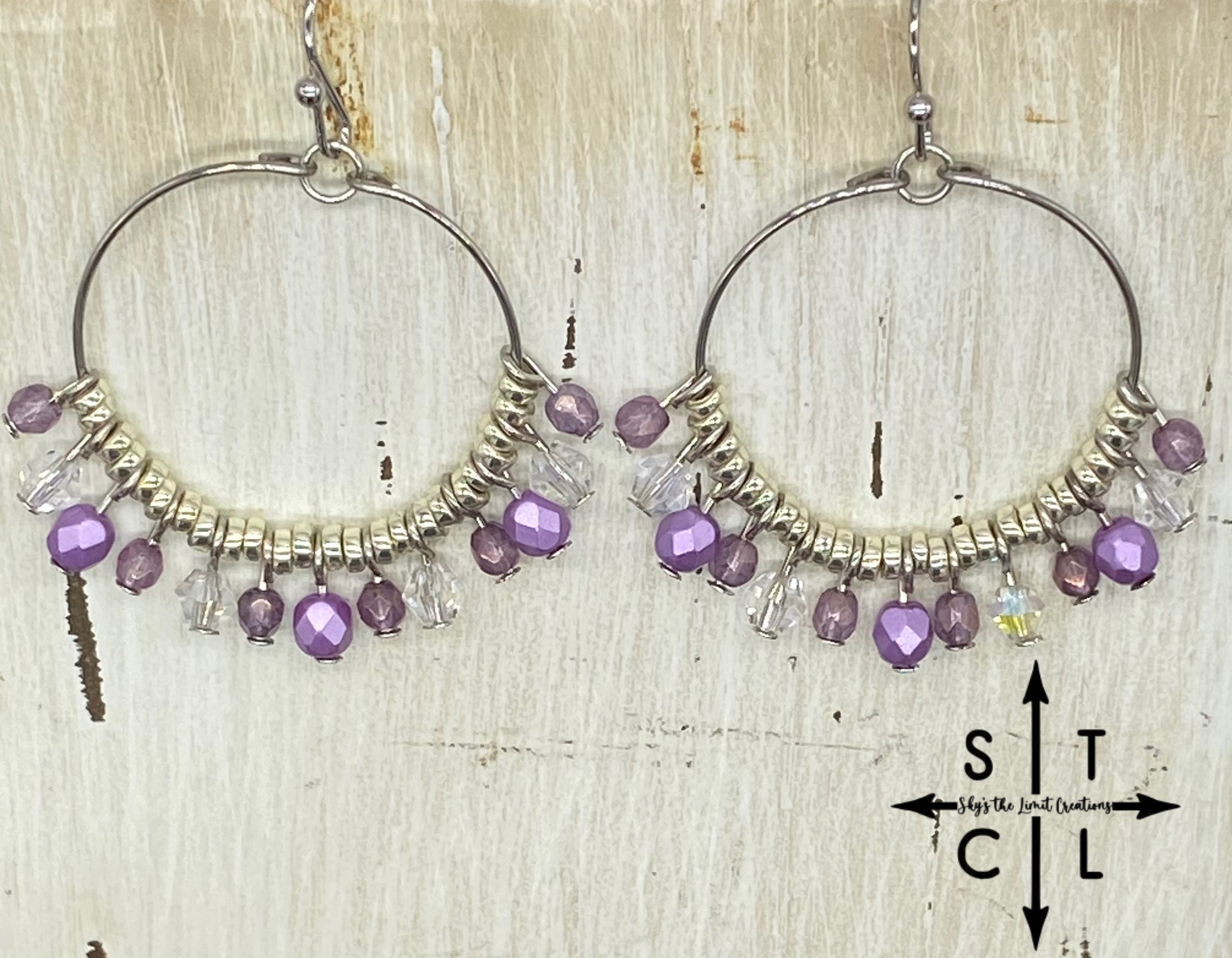 Shimmer Purple Clear Rebecca Earrings