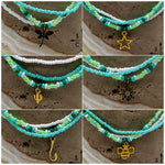 Load image into Gallery viewer, Light Turquoise Neon Green White Gold Stretchy Anklet
