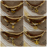 Load image into Gallery viewer, Tan Picasso Brown Pearl White Gold Stretchy Anklet
