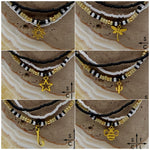 Load image into Gallery viewer, Tan Pearl White Black Gold Stretchy Anklet

