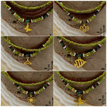 Load image into Gallery viewer, Picasso Green Brown Dark Turquoise White Gold Stretchy Anklet
