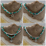 Load image into Gallery viewer, Turquoise White Gun Metal Silver Stretchy Anklet
