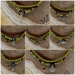 Load image into Gallery viewer, Picasso Green Brown Dark Turquoise White Silver Stretchy Anklet
