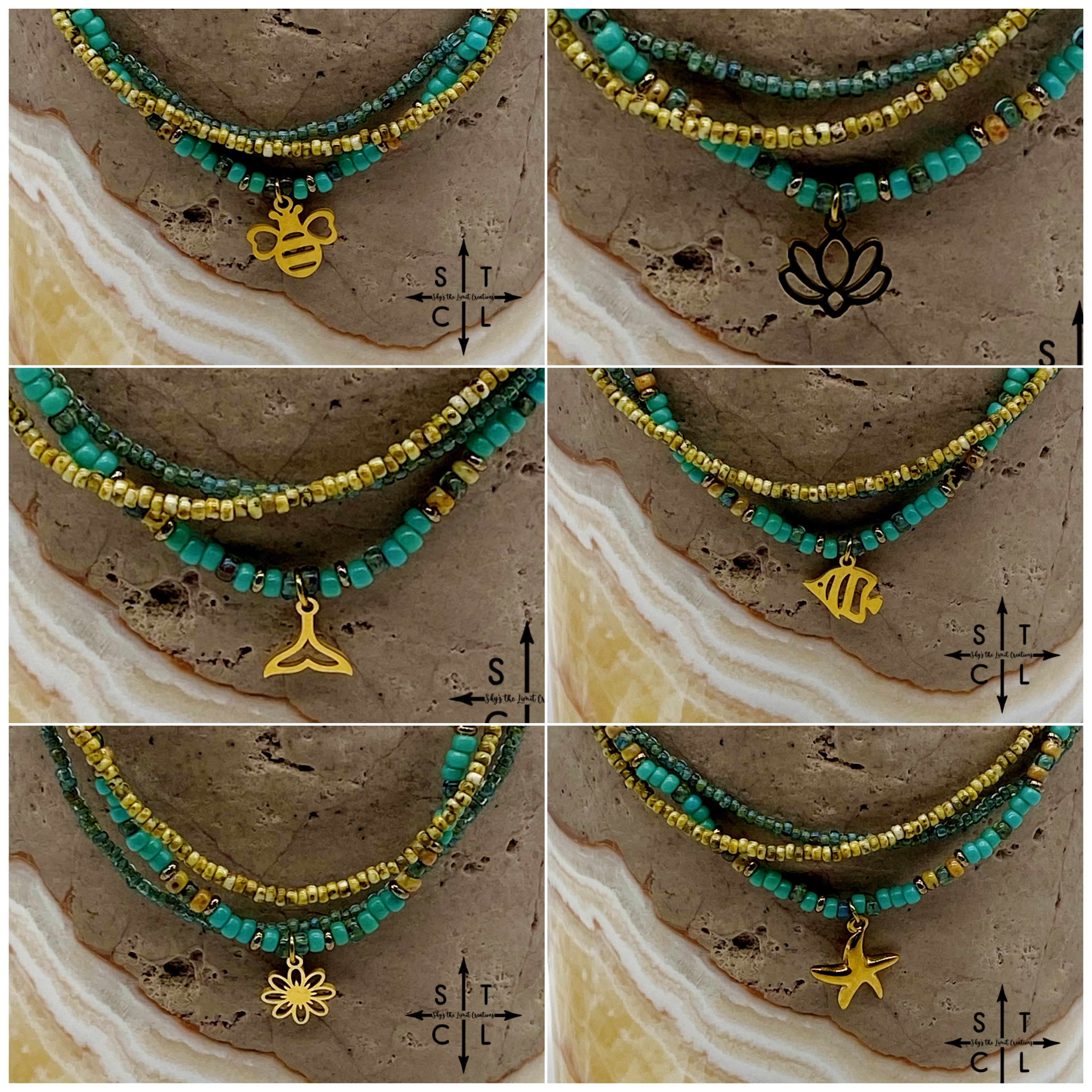 Turquoise Picasso Turquoise Bone Gold Stretchy Anklet