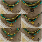 Load image into Gallery viewer, Turquoise Picasso Turquoise Bone Gold Stretchy Anklet
