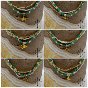 Turquoise White Gold Stretchy Anklet