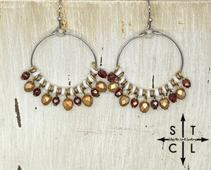 Rebecca Mini Earrings Maroon Gold