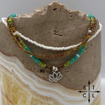 Load image into Gallery viewer, Picasso Brown Turquoise Green Off White Silver Stretchy Anklet
