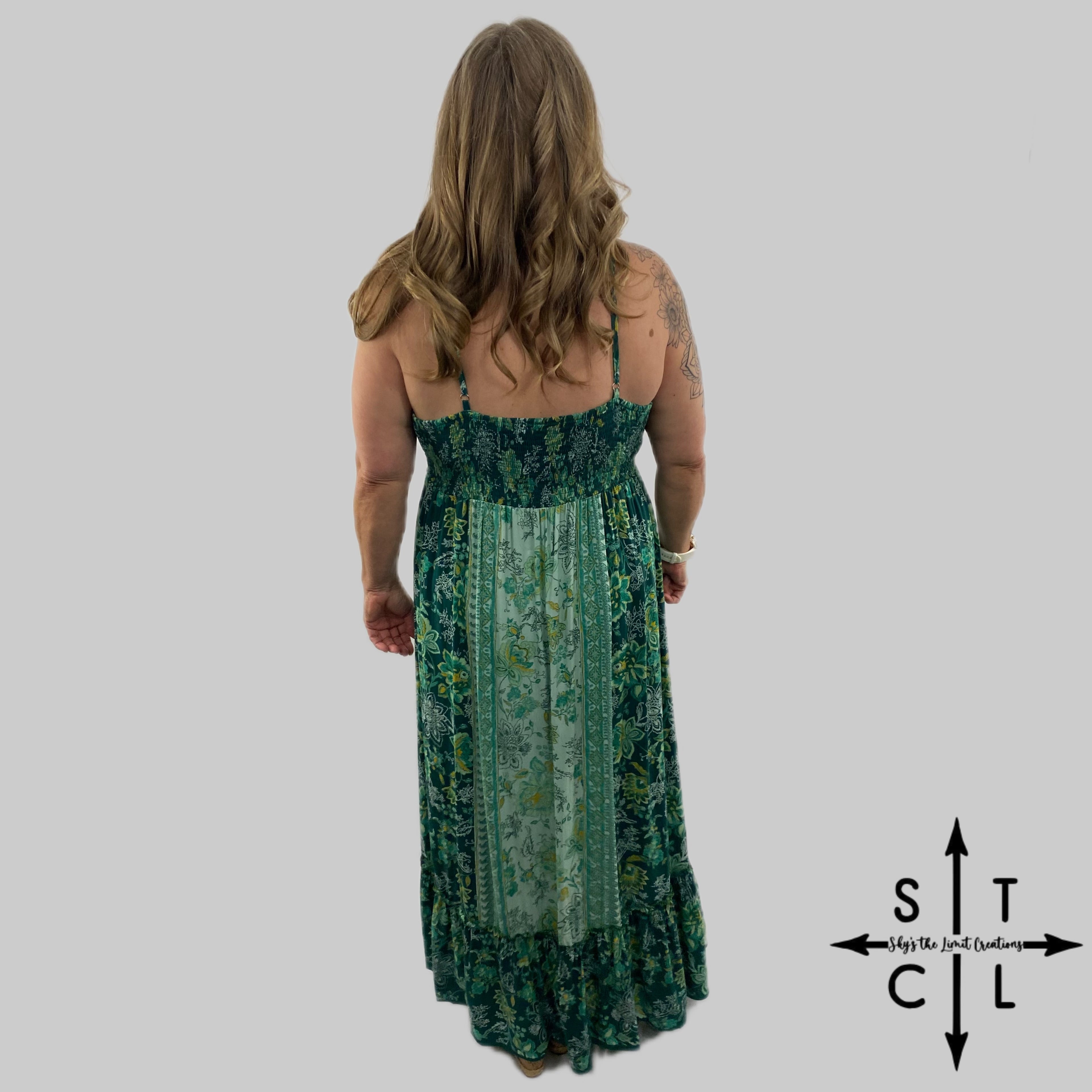 Printed Spaghetti Strap Maxi with Tie