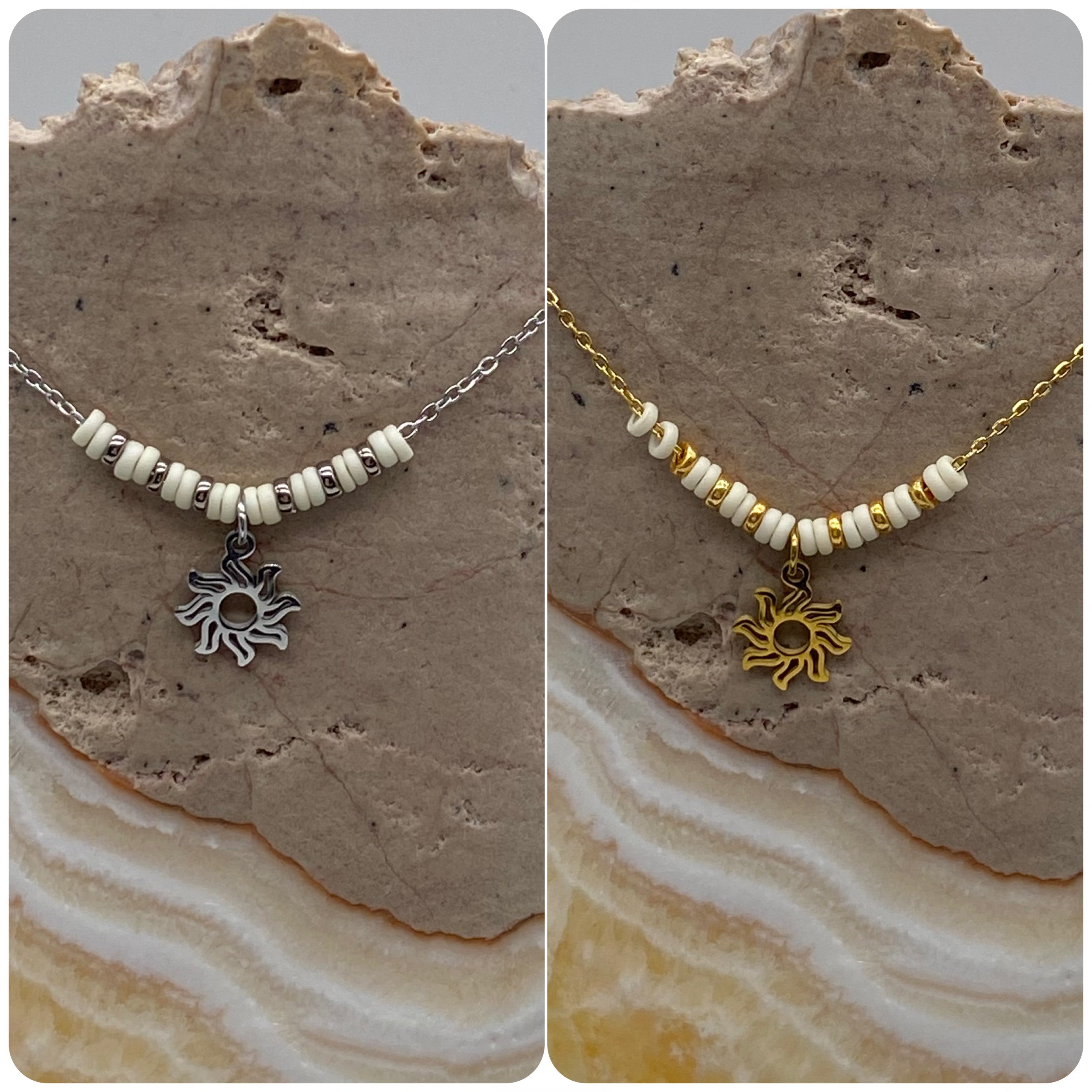 White Sun Charm Necklace