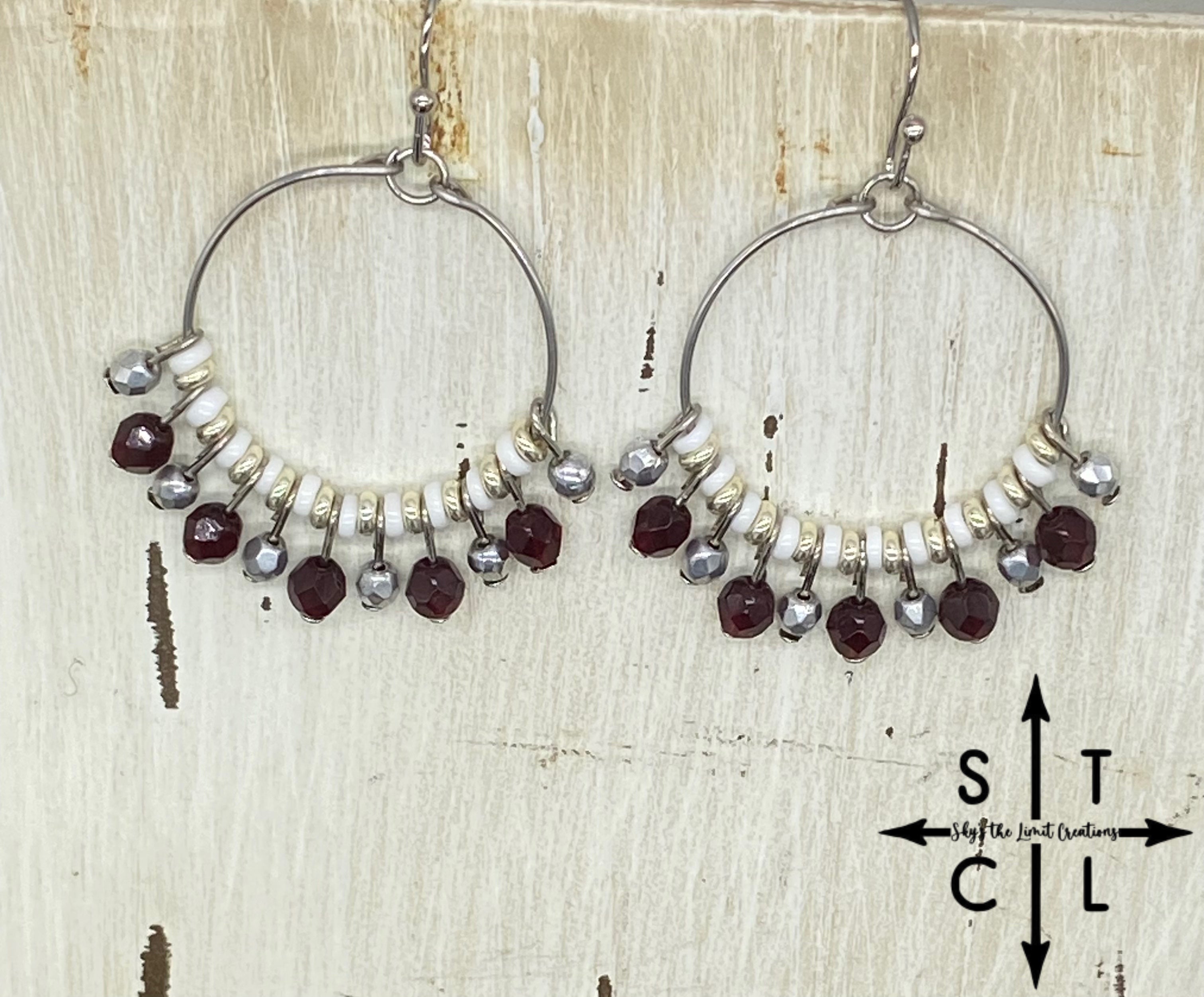 Rebecca Mini Earrings Silver Maroon