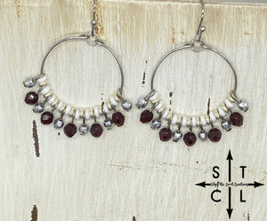 Rebecca Mini Earrings Silver Maroon