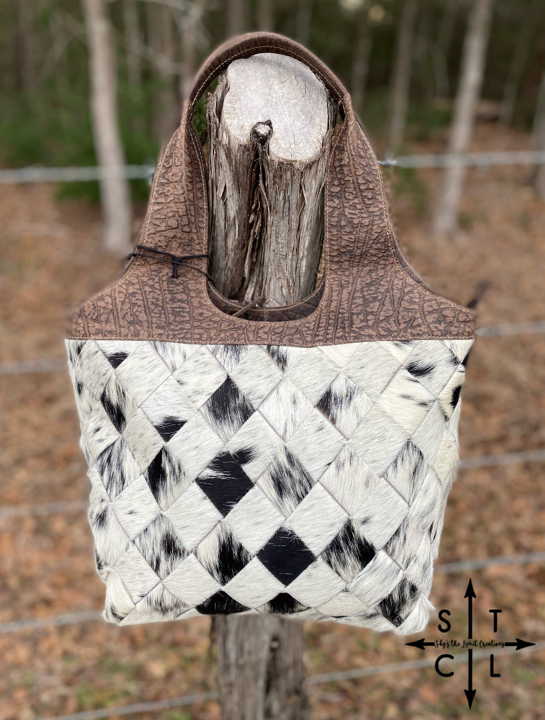 Pecos Wind Weave Pattern Leather & Hairon Bag