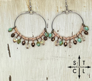 Rebecca Mini Earrings Shimmer Brown Turquoise Clear