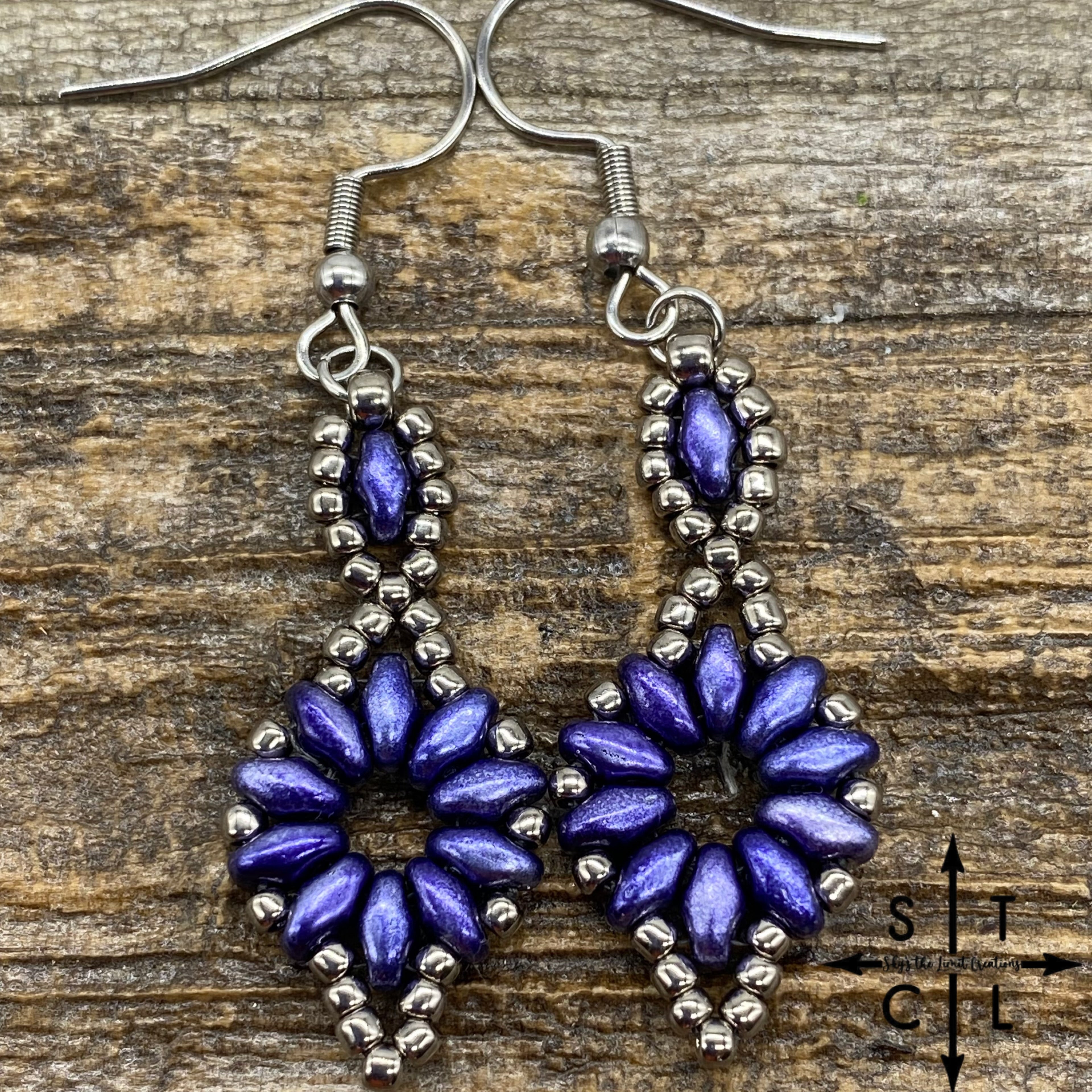 Purple Gunmetal Silver Dallis Earrings