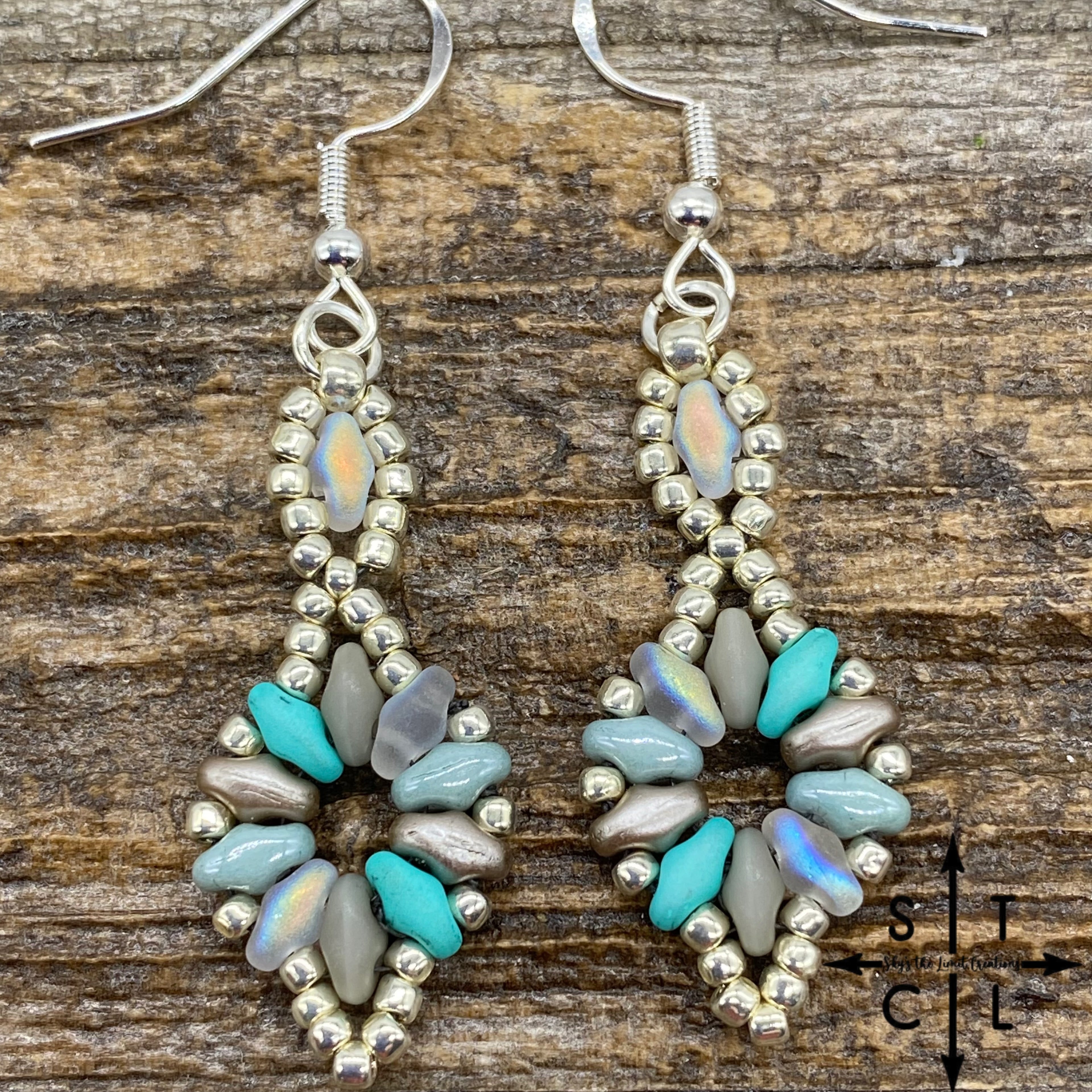 Turquoise Shimmer Clear Silver Dallis Earrings