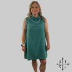 Load image into Gallery viewer, Drape Neck Seafoam Dress
