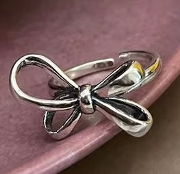 Silver Plated Adjustable Bow Ring