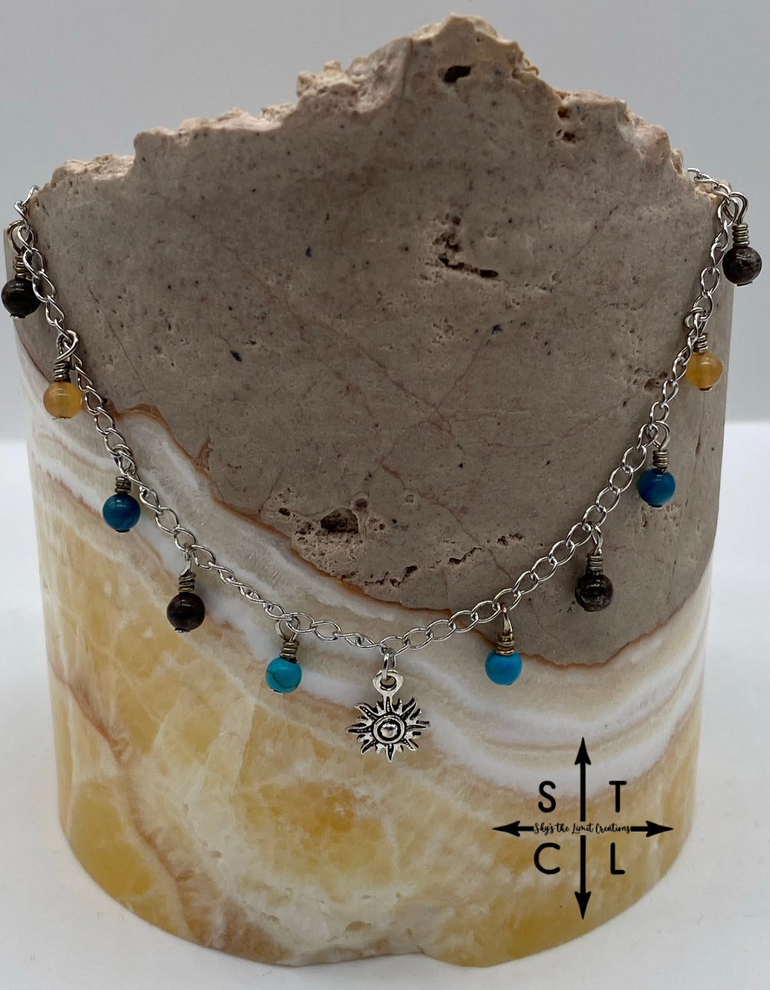 Sun Center Turquoise Brown Orange Katy Anklet