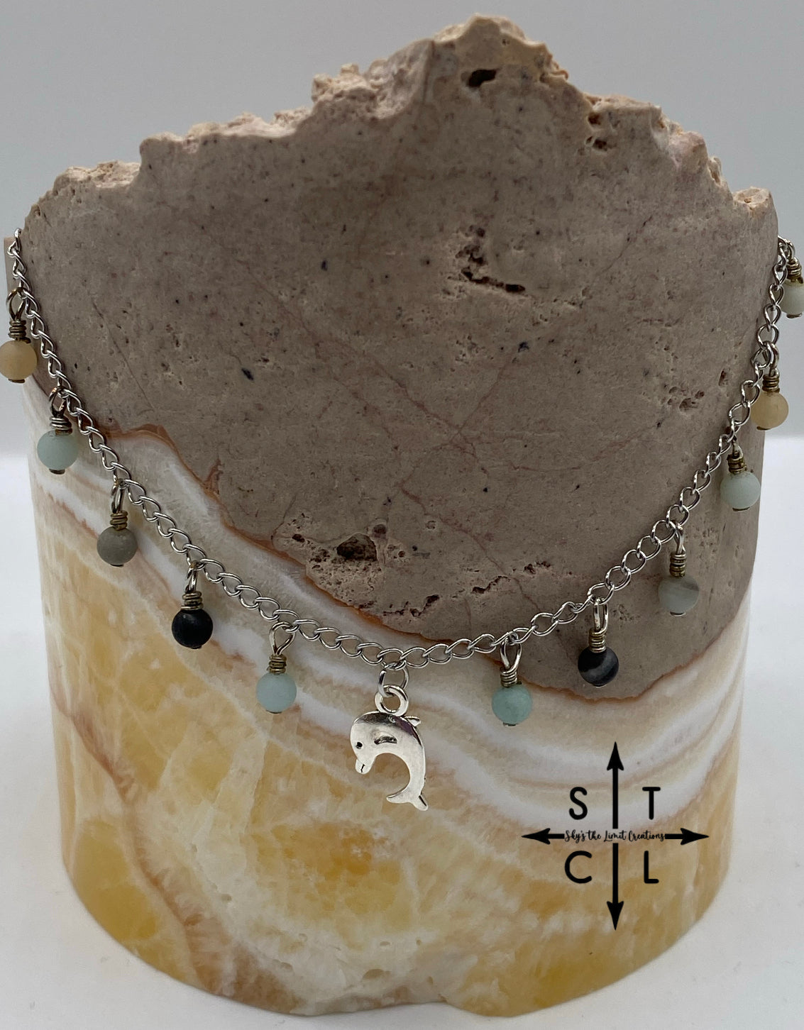 Dolphin Center Amazonite Mix Katy Anklet