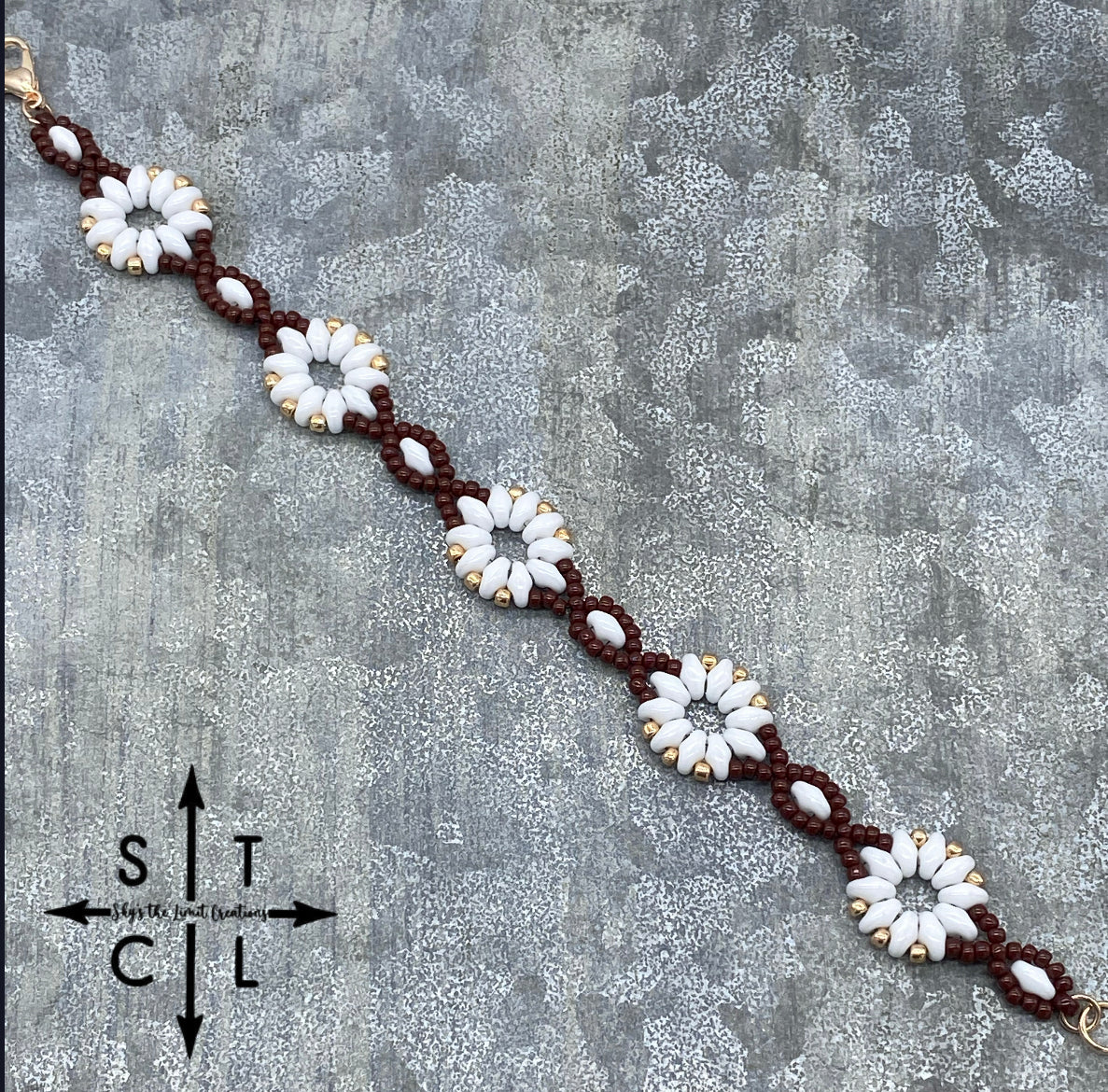 White Maroon Rose Gold Dallis Bracelet