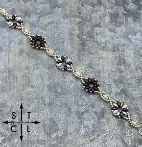 Maroon Matte Silver White Dallis Bracelet