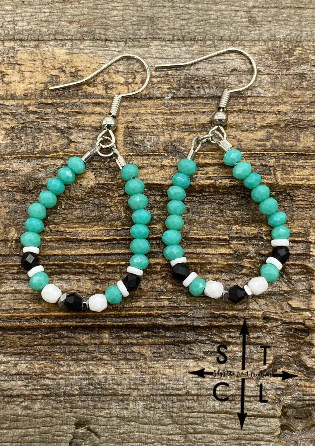 Mini Crystal Teardrop Turquoise White Black