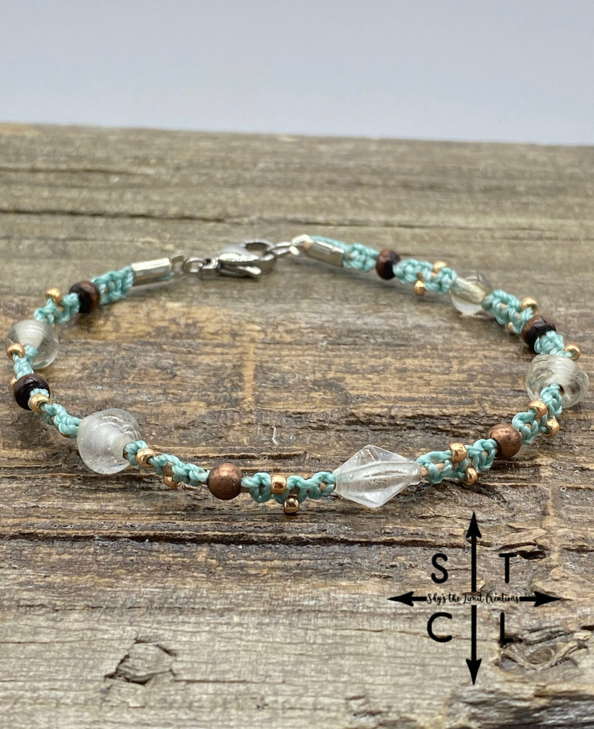 Light Blue Clear Copper Wood Peggy