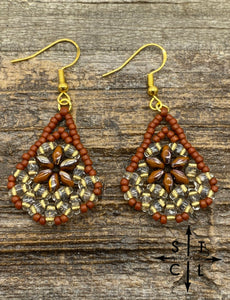 Burnt Orange Clear gold Sharon Earrings