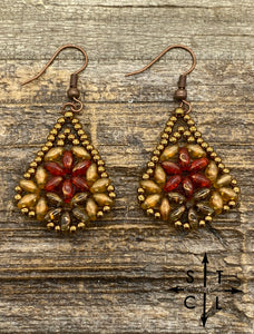 Bronze Clear Orange Brown Gold Sharon Earrings