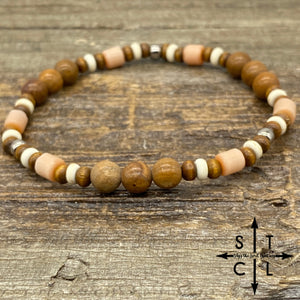 Stretch Bracelet Peach Off White Jasper