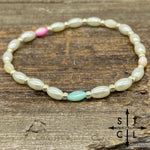 Load image into Gallery viewer, Stretch Bracelet Pink Turquoise Yellow Peach Oblong Pearls
