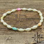 Load image into Gallery viewer, Stretch Bracelet Pink Turquoise Yellow Peach Oblong Pearls
