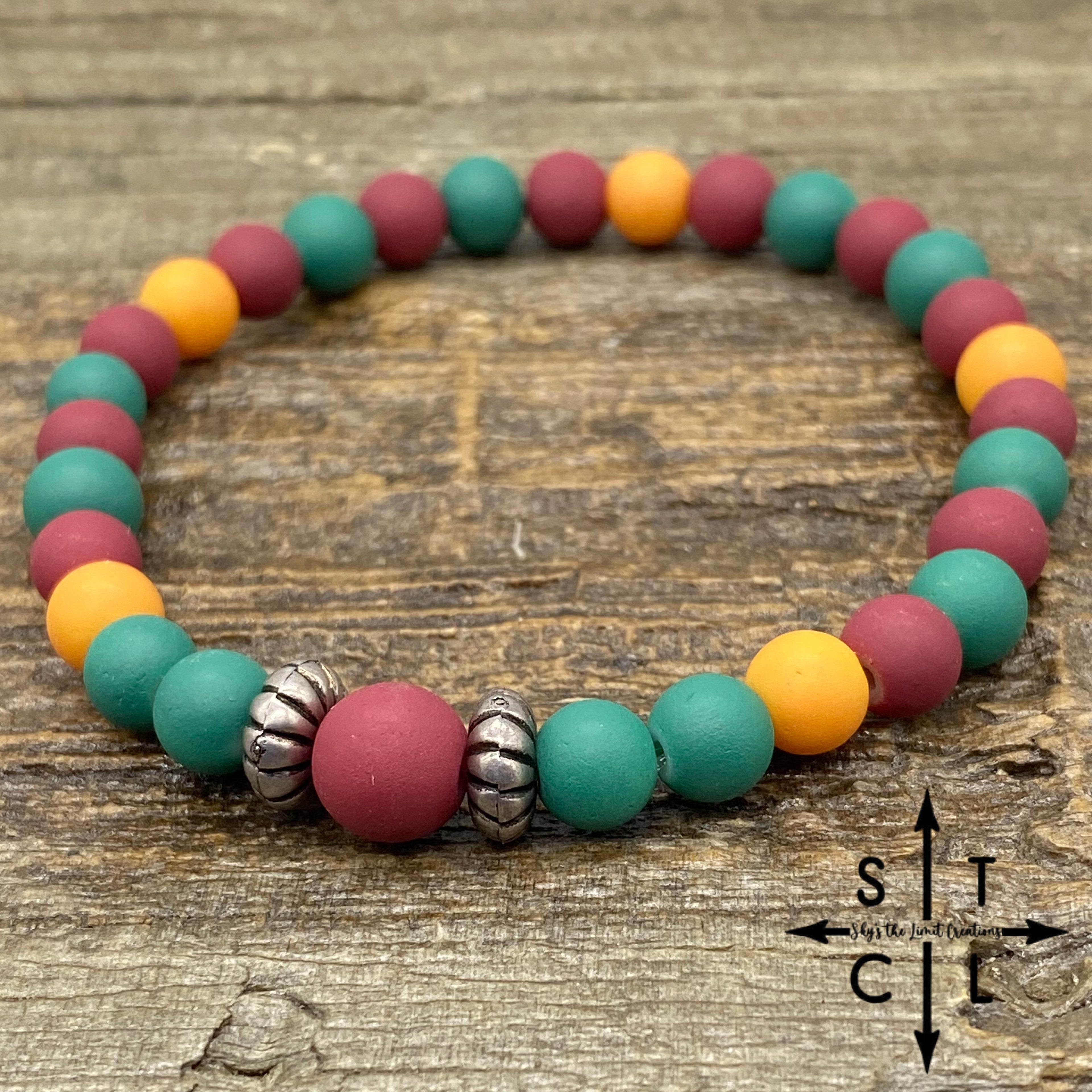 Stretch Bracelet Turquoise Burgandy Yellow