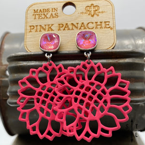 Hot Pink Flower Earrings