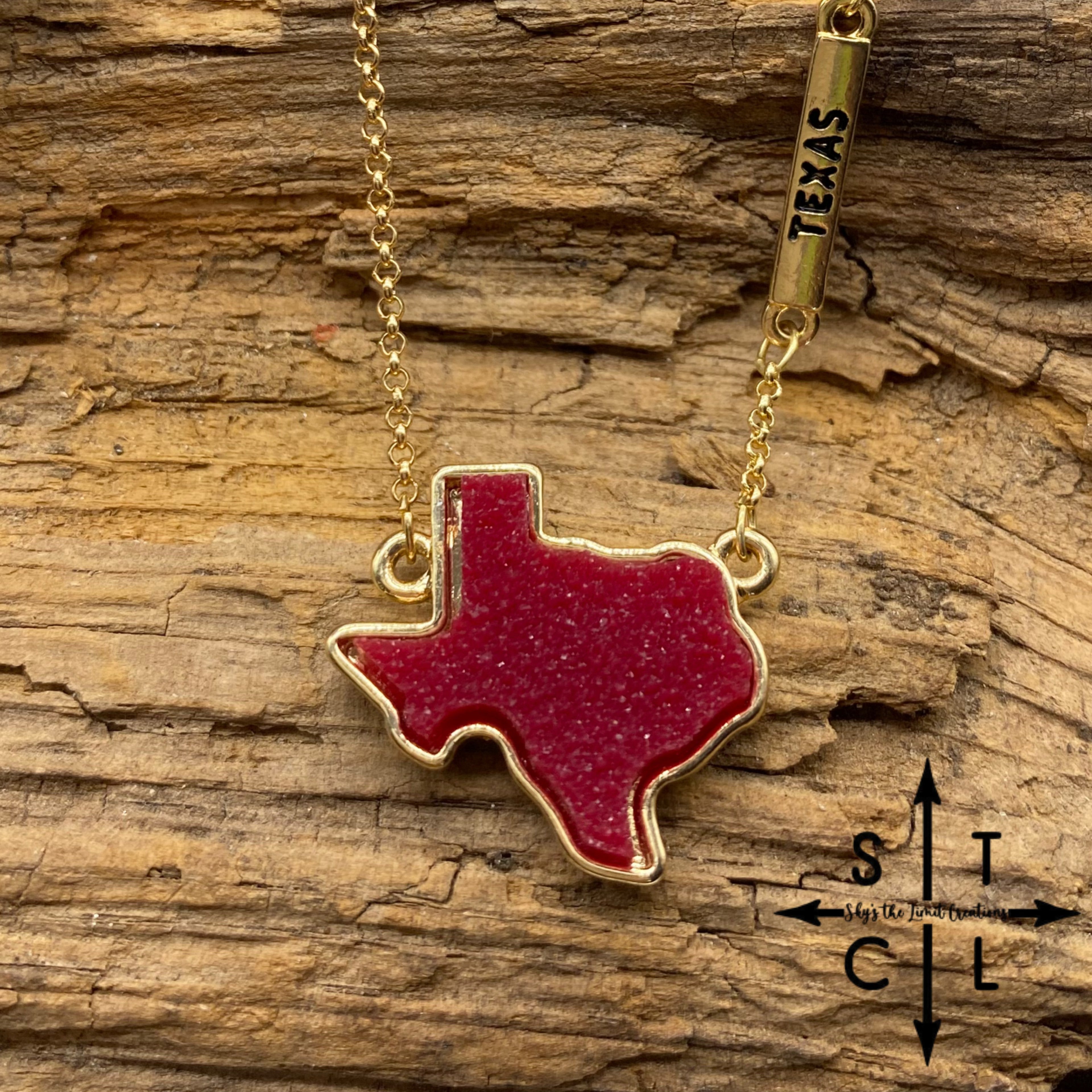 Maroon Druzy Texas Necklace