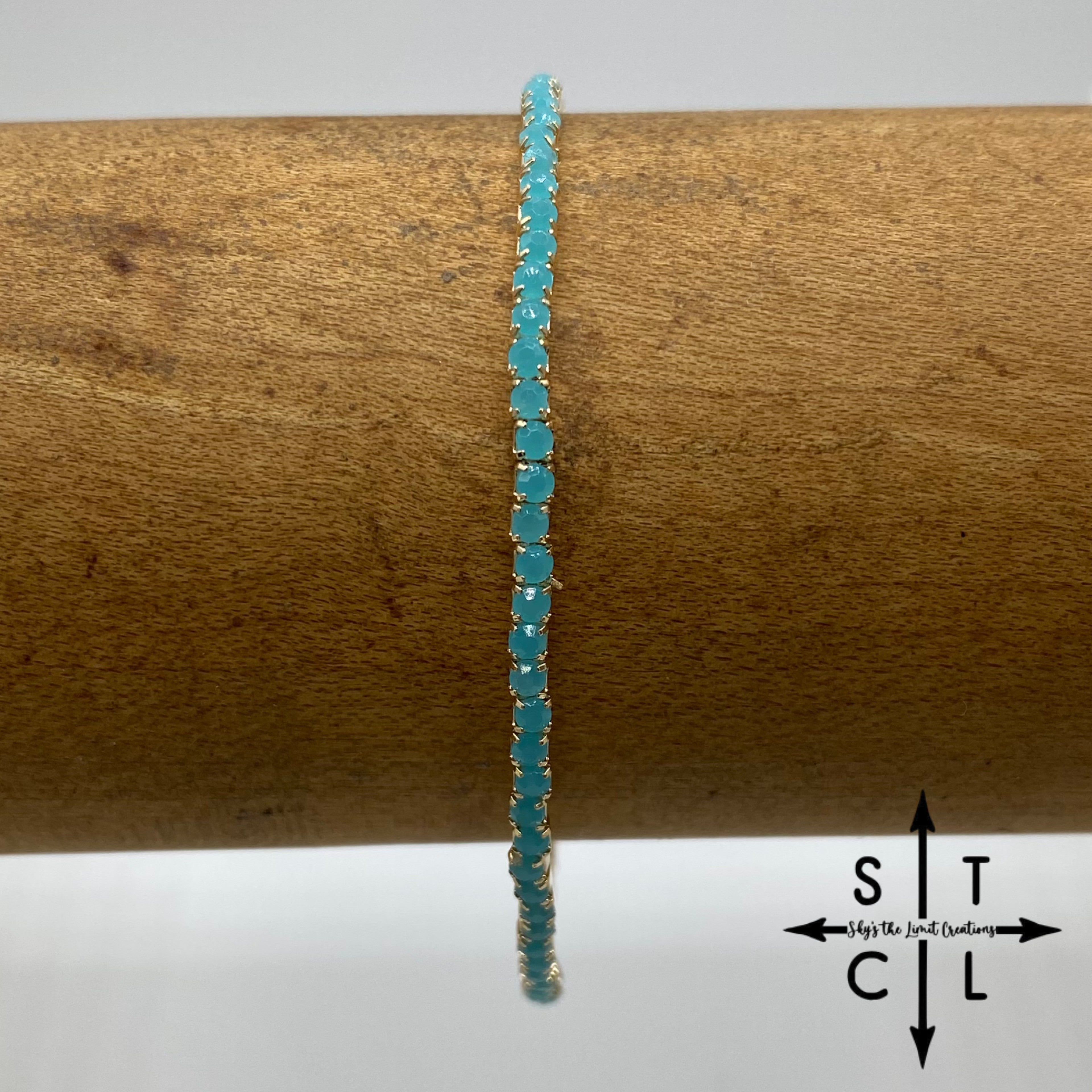 Stretch Bracelet Solid Turquoise Rhinestone