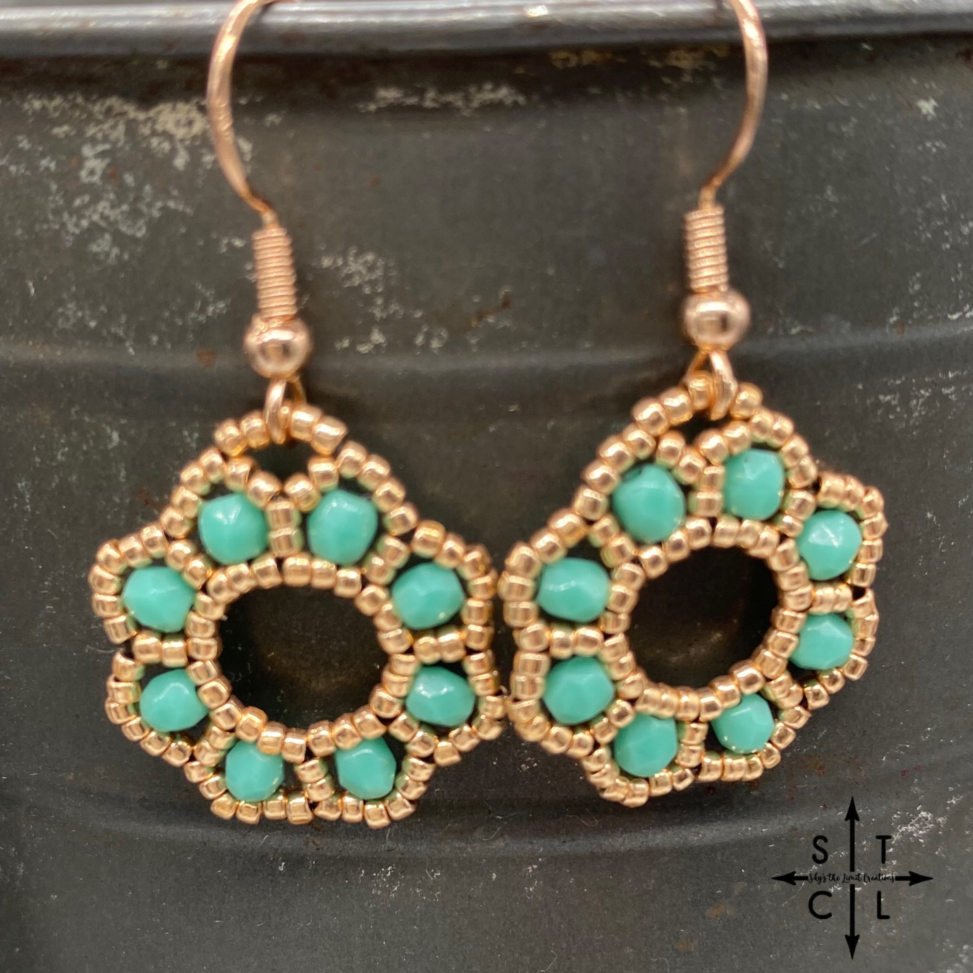 Bright Turquoise on Rose Gold Amanda Earrings