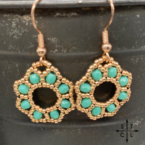 Bright Turquoise on Rose Gold Amanda Earrings