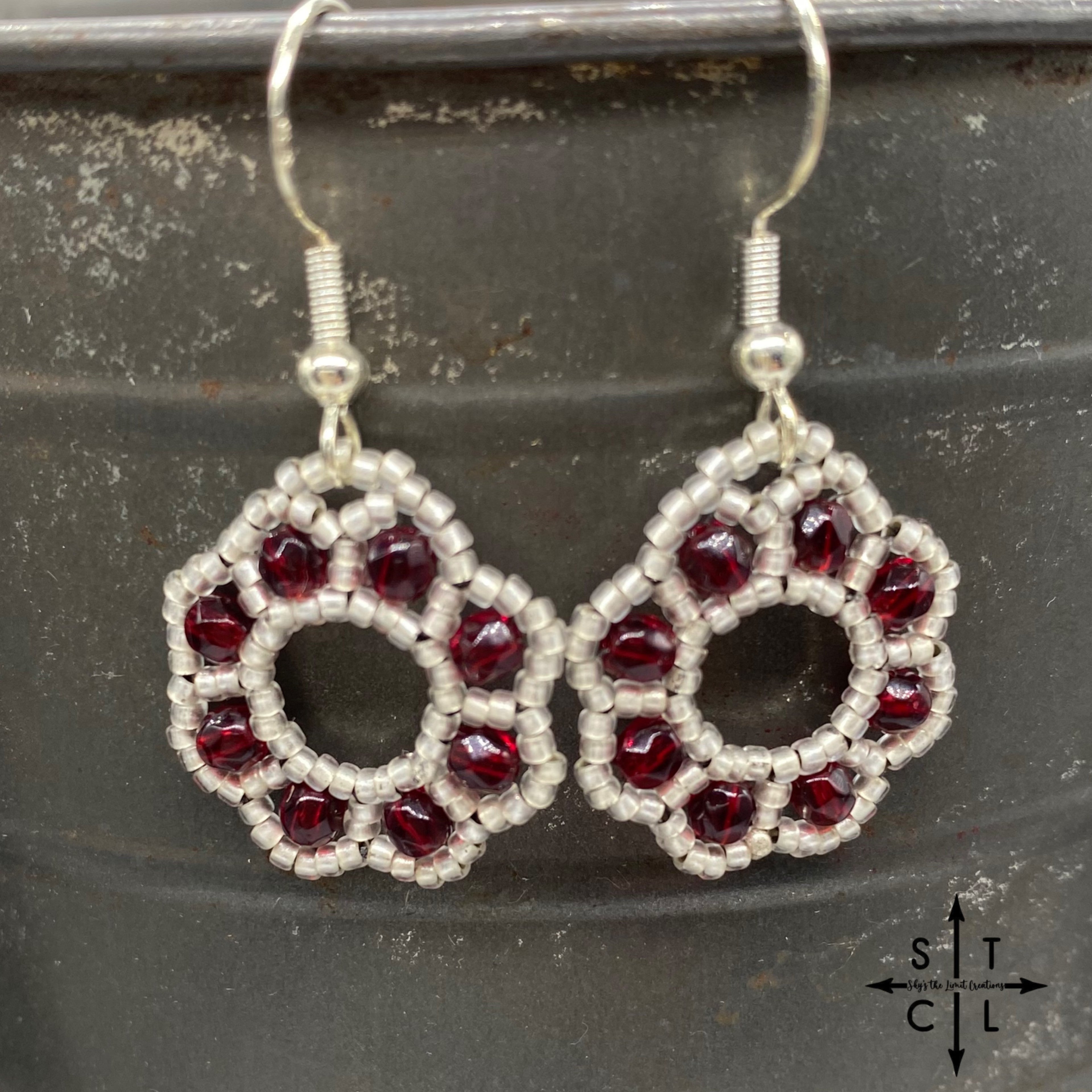 Maroon on Pearl Amanda Earrings