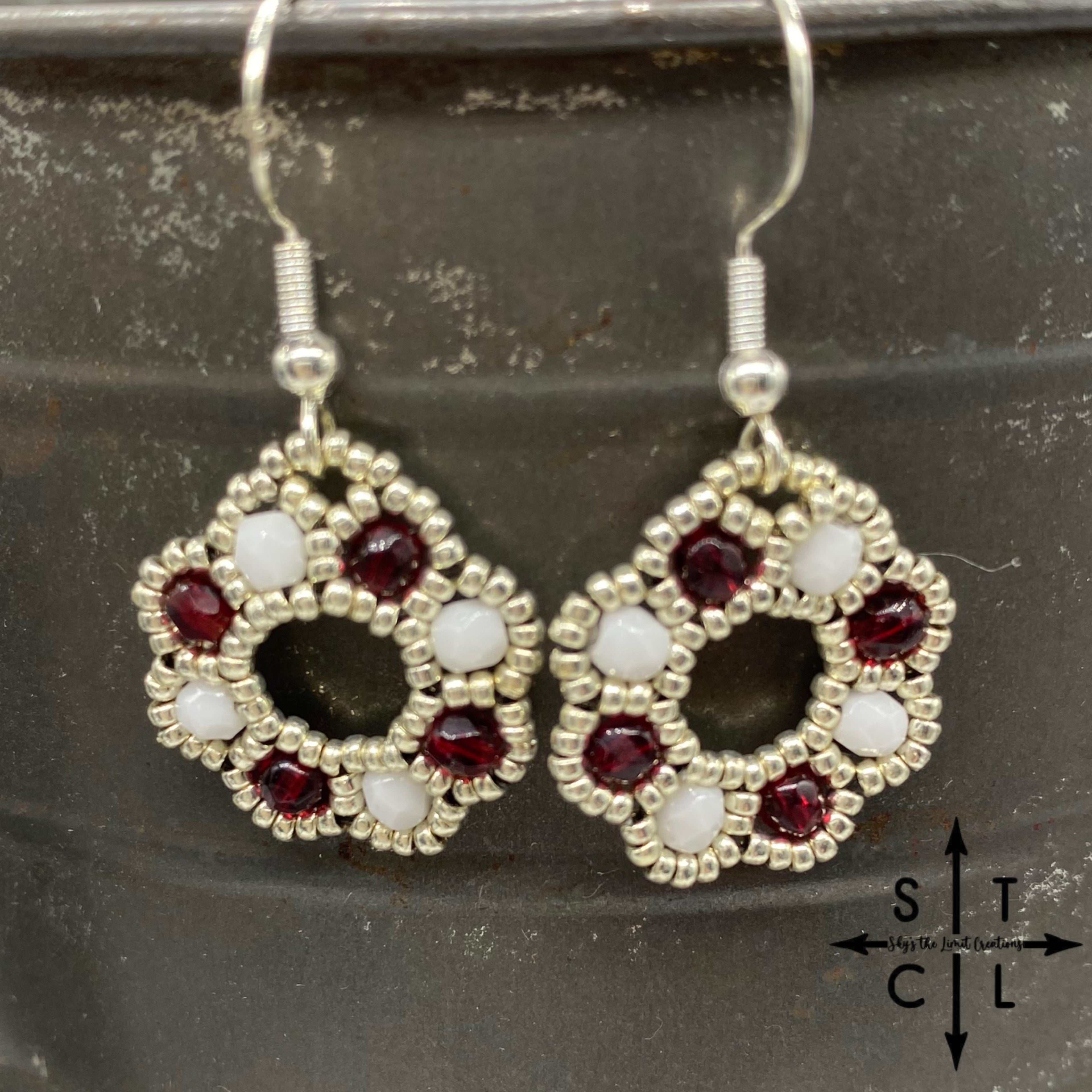 Maroon White Amanda Earrings