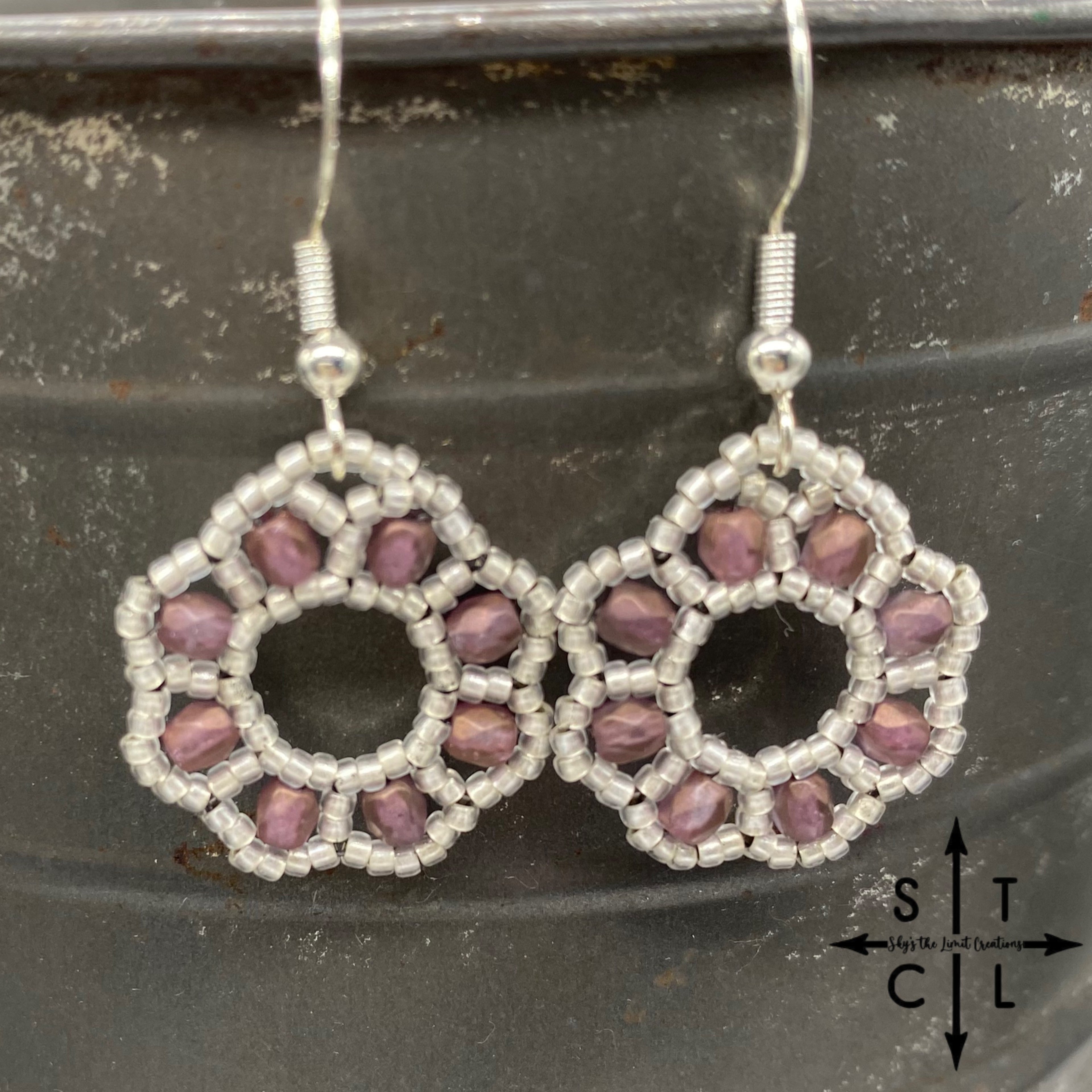 Light Purple on Pearl Amanda Earrings