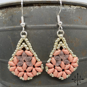 Dusty Pink Clear Pink Silver Sharon Earrings