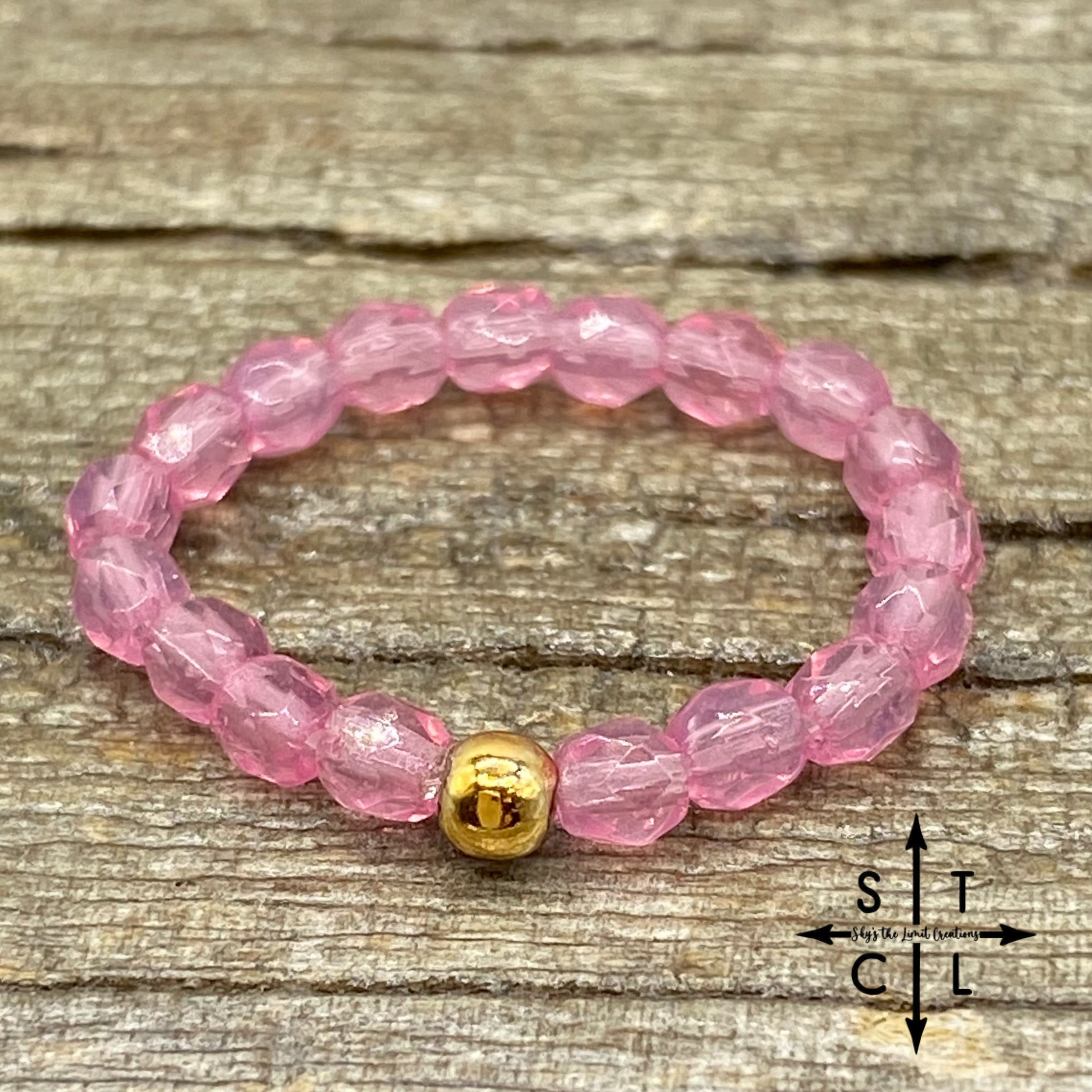 Clear Pink Crystal Stretch Ring